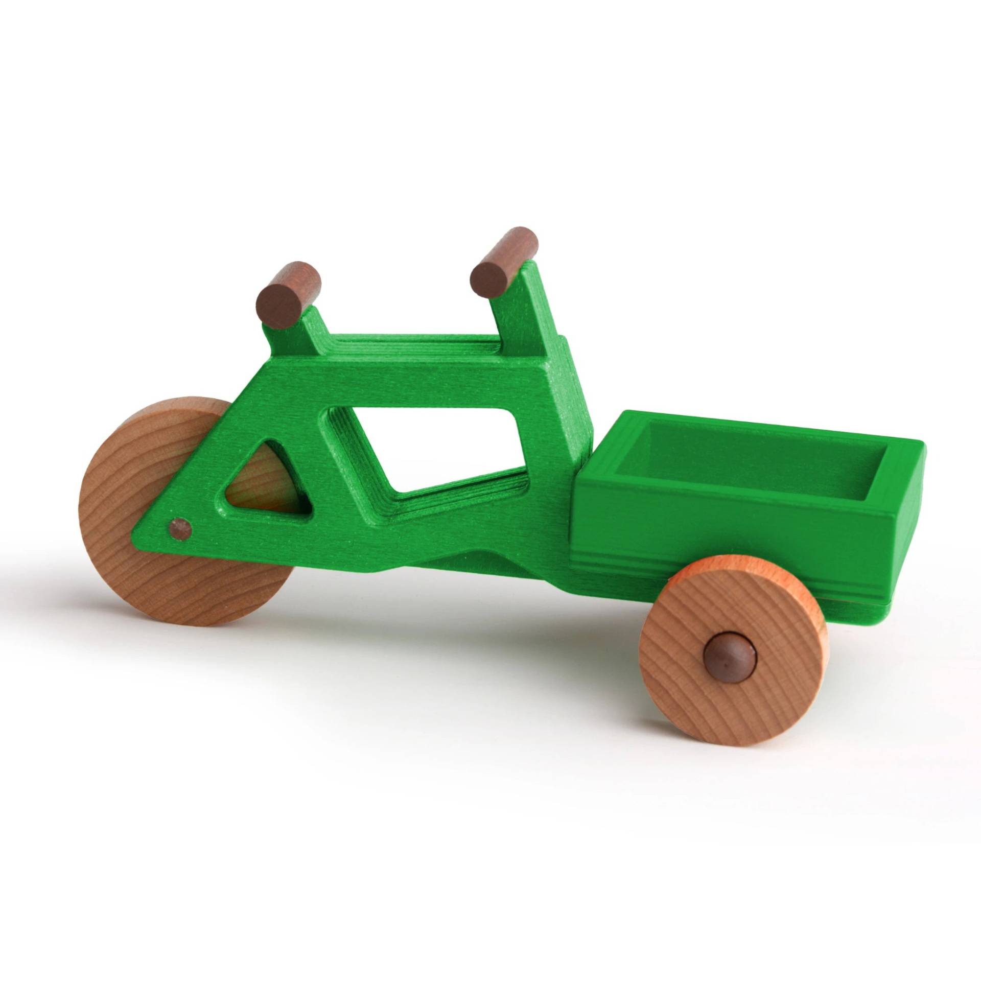 Spielzeug-Lastenrad | Spielzeuglastenrad aus Holz (Farbe): Grün | Flache Transportbox Lastenrad (Farbe): Grün