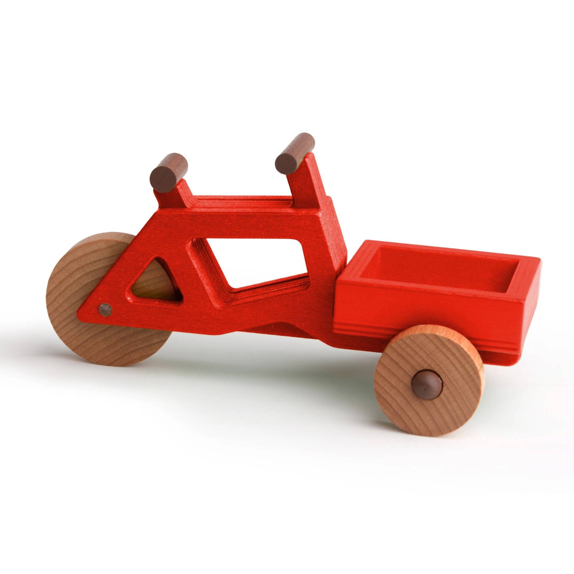 Spielzeug-Lastenrad | Spielzeuglastenrad aus Holz (Farbe): Rot | Flache Transportbox Lastenrad (Farbe): Rot