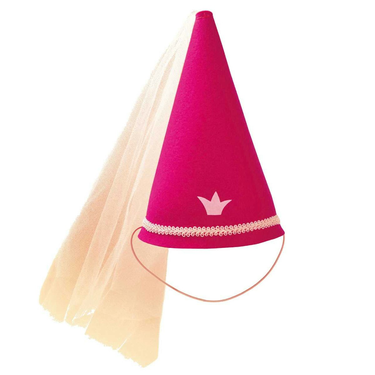 Spitzhut pink rosa aus Wollfilz mit Tüll