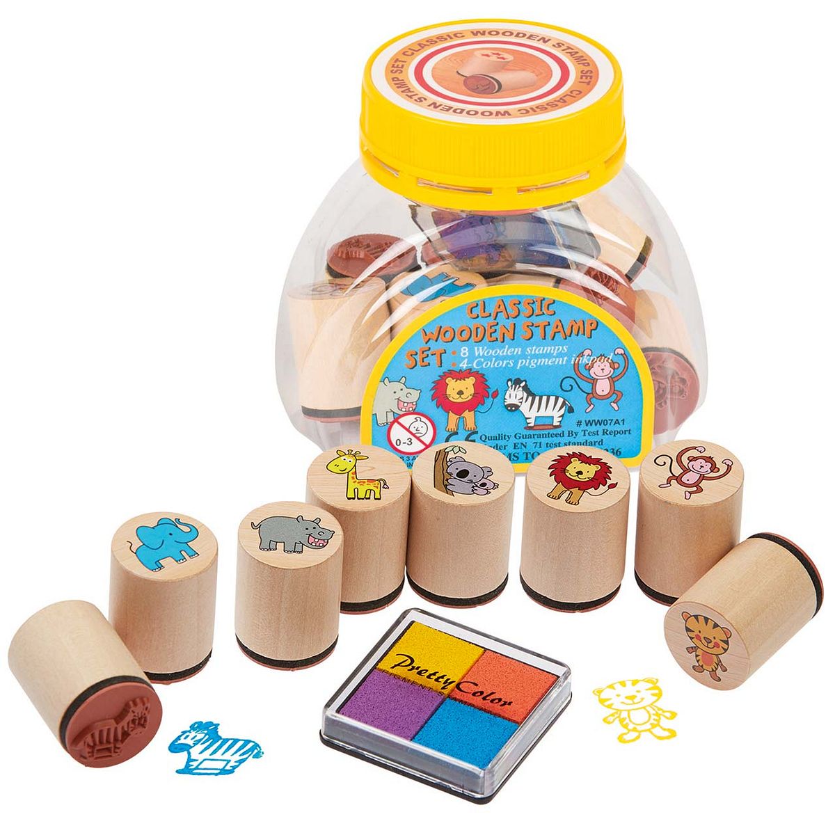 Stempel-Set Wilde Tiere – 8 Stempel und Stempelkissen