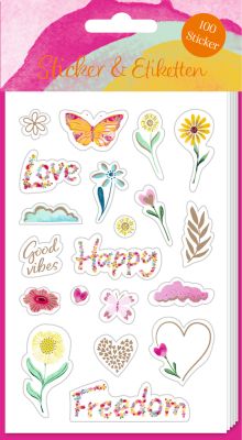 Stickerbogen: Sticker und Etiketten - Love & Happiness