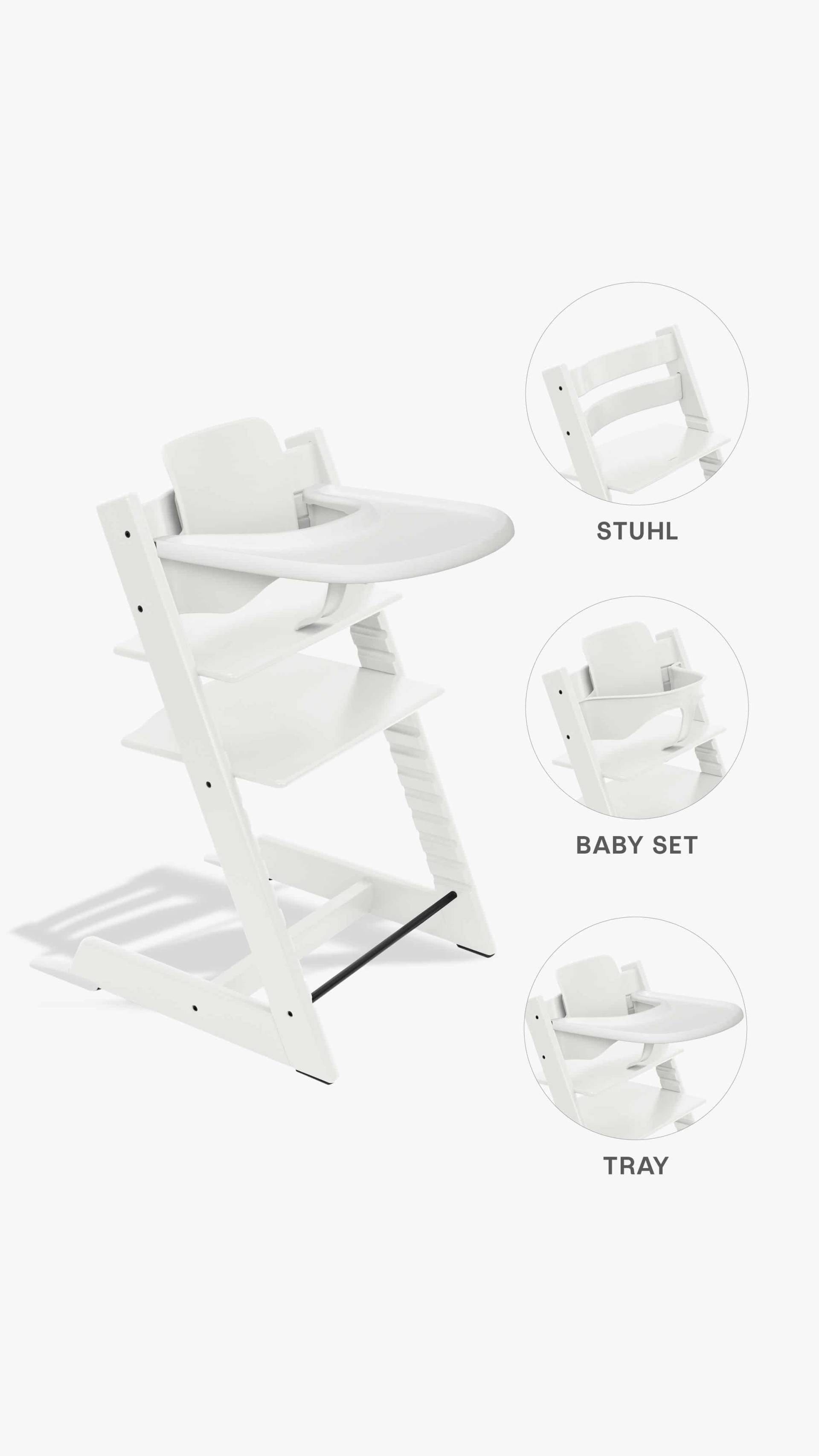 Stokke Tripp Trapp Hochstuhl + Baby-Set 2 und Tisch White