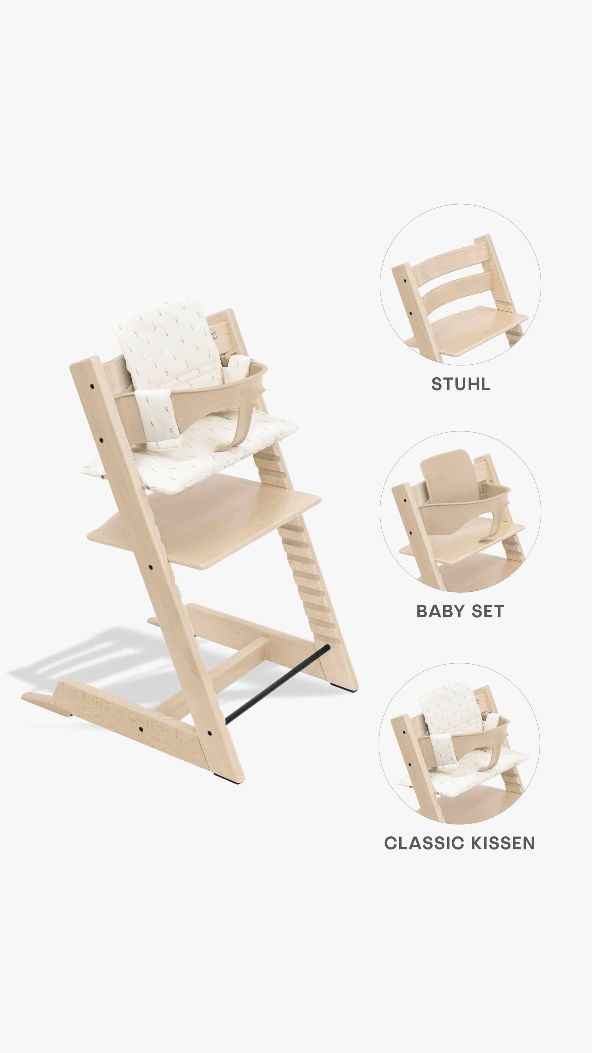 Stokke Tripp Trapp Hochstuhl + Baby-Set und Sitzkissen Natural/White Cream Stokke Tripp Trapp Hochstuhl + Baby-Set und Sitzkissen Natural/White Cream