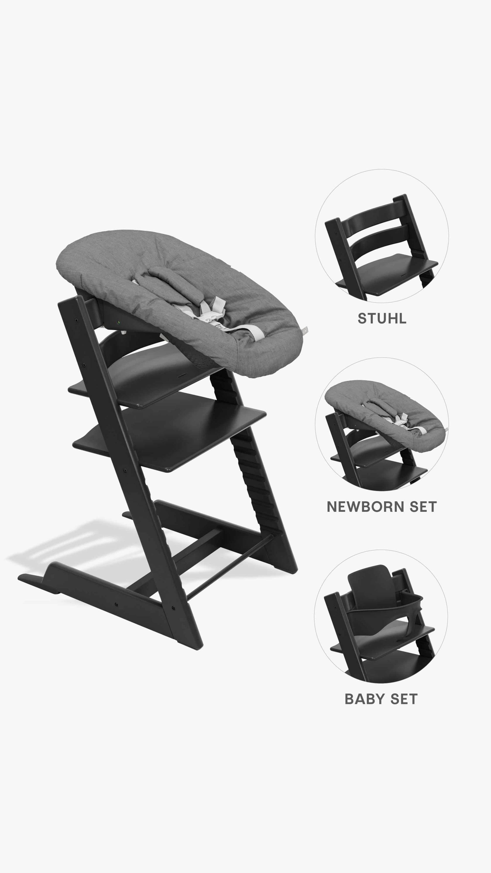Stokke Tripp Trapp Hochstuhl + Baby- und Newborn-Set Black/Anthrazit Stokke Tripp Trapp Hochstuhl + Baby- und Newborn-Set Black/Anthrazit