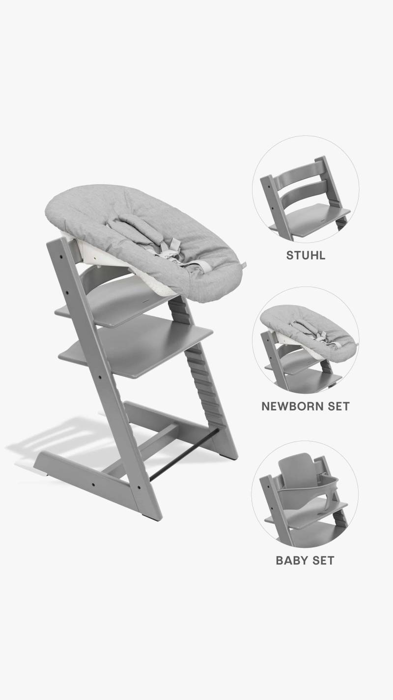Stokke Tripp Trapp Hochstuhl + Baby- und Newborn-Set Storm grey/Grey