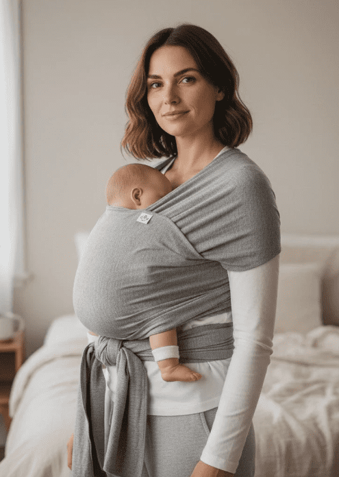 Storchenwiege elastisches Bambus Tragetuch Pearlgrau