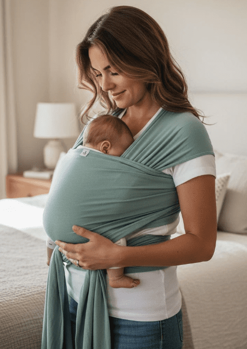 Storchenwiege elastisches Bambus Tragetuch Pistazie