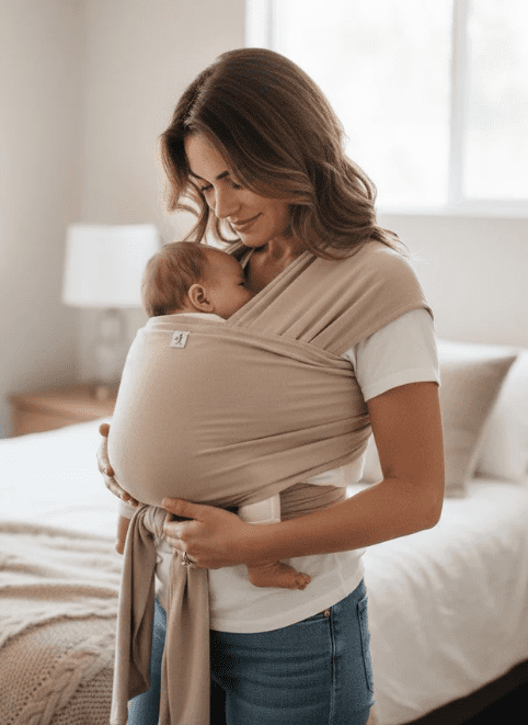 Storchenwiege elastisches Bambus Tragetuch Wüstensand