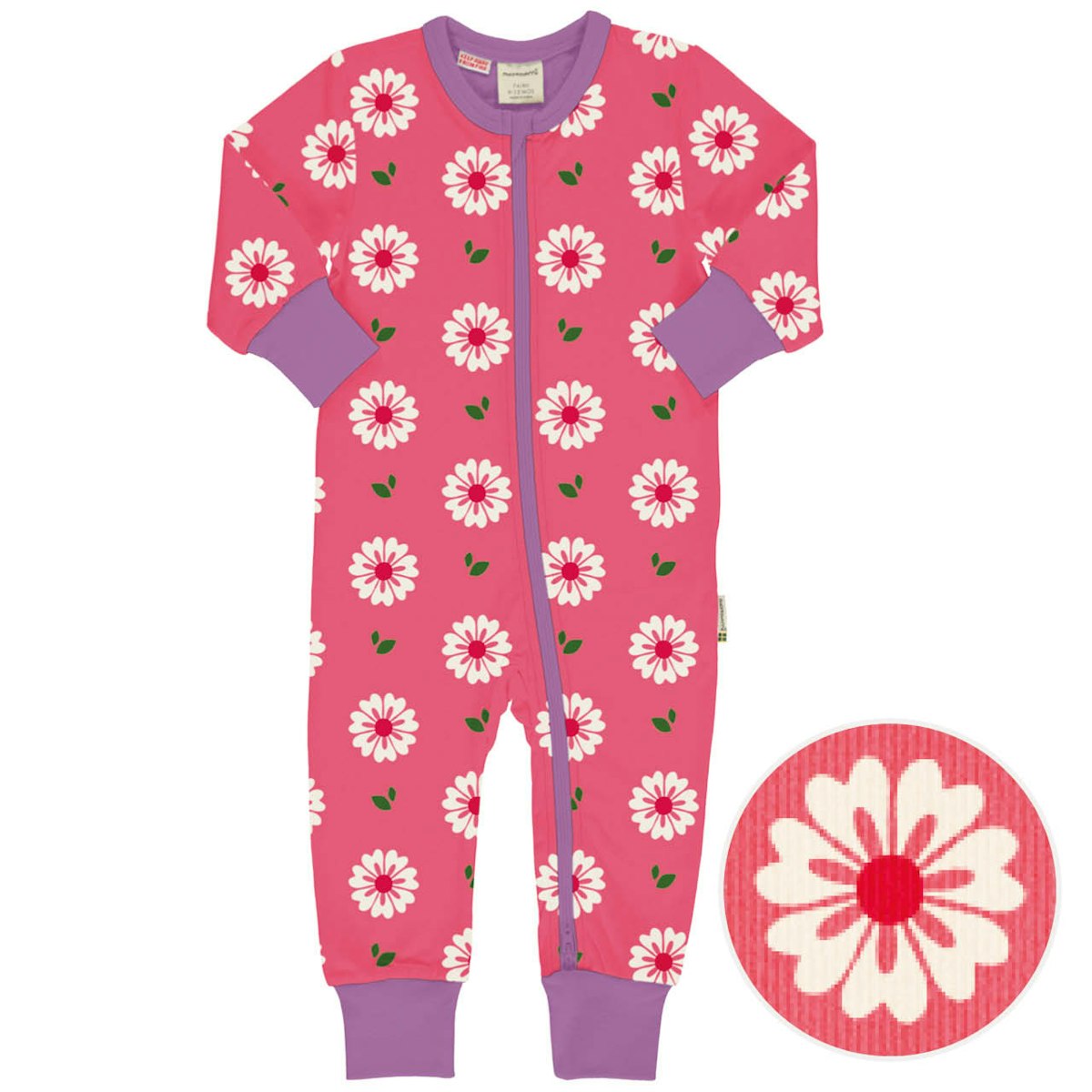 Strampler Reissverschluss Blumen pink 50/56