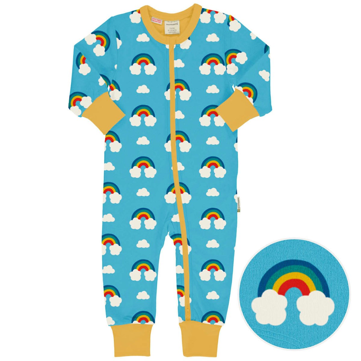 Strampler Reissverschluss Regenbogen hellblau 74/80