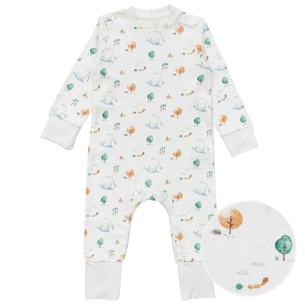 Strampler langarm Herbstzeit weiß 50/56