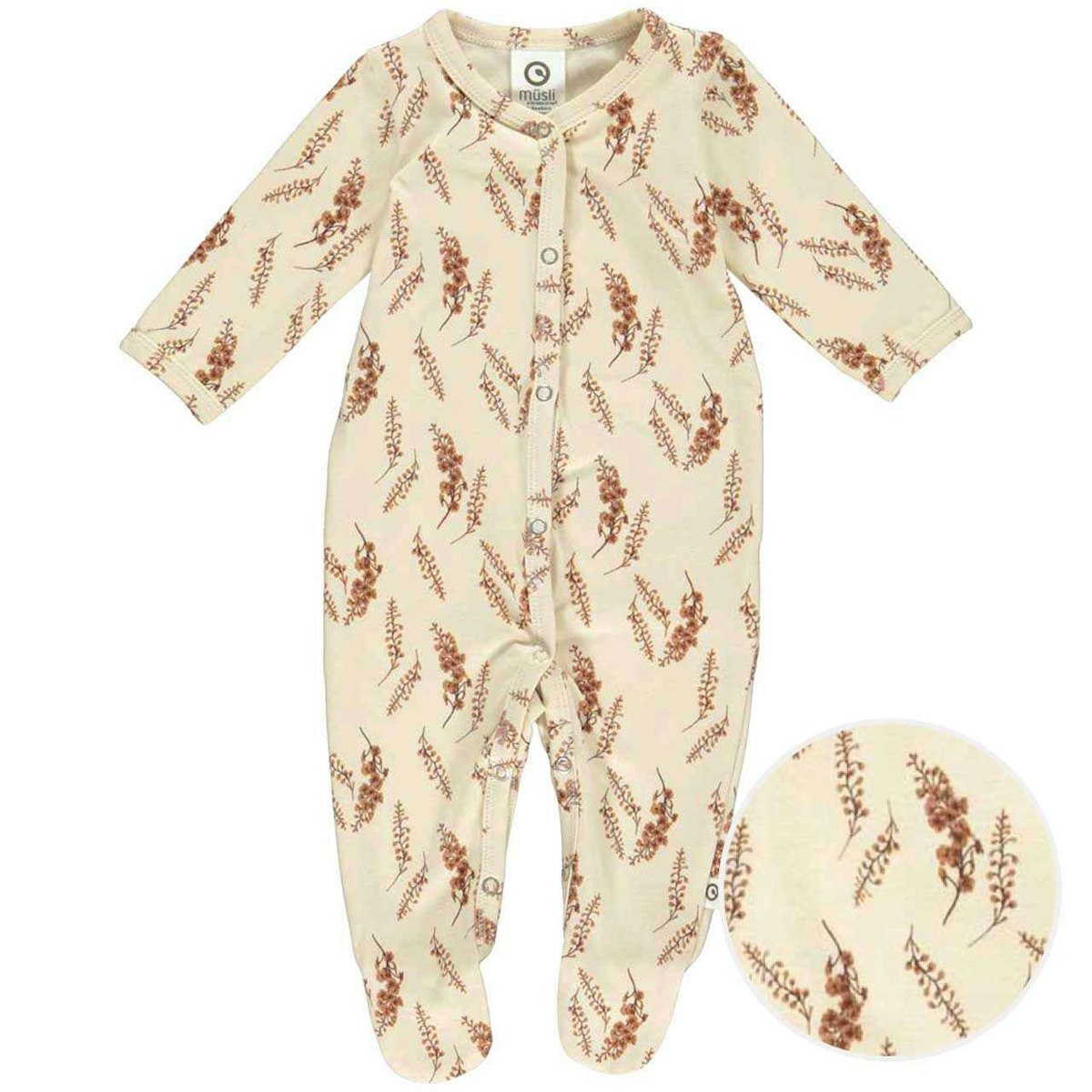 Strampler langarm Knopfleiste floral creme 44