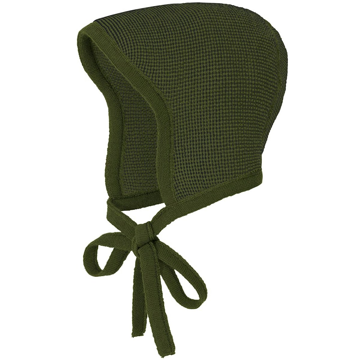 Strick Häubchen Schurwolle oliv-grün 42/43/45