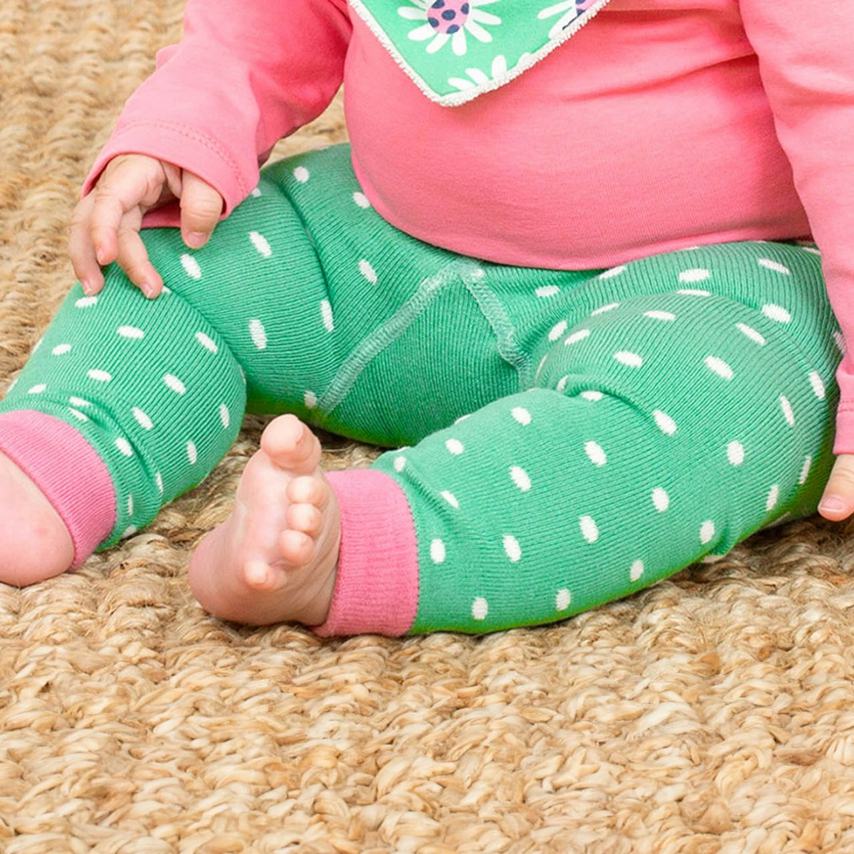 Strick Leggings Gänseblümchen grün 80/92