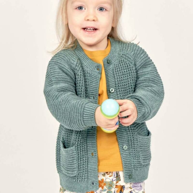 Strickjacke Grobstrick salbeigrün 100% BioBaumwolle 92/98