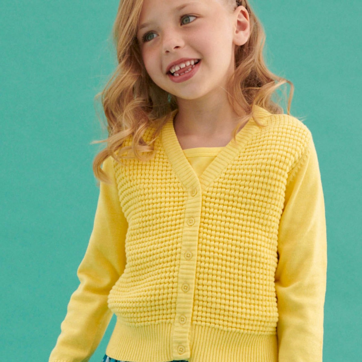Strickjacke Ripp-Bündchen gelb 104