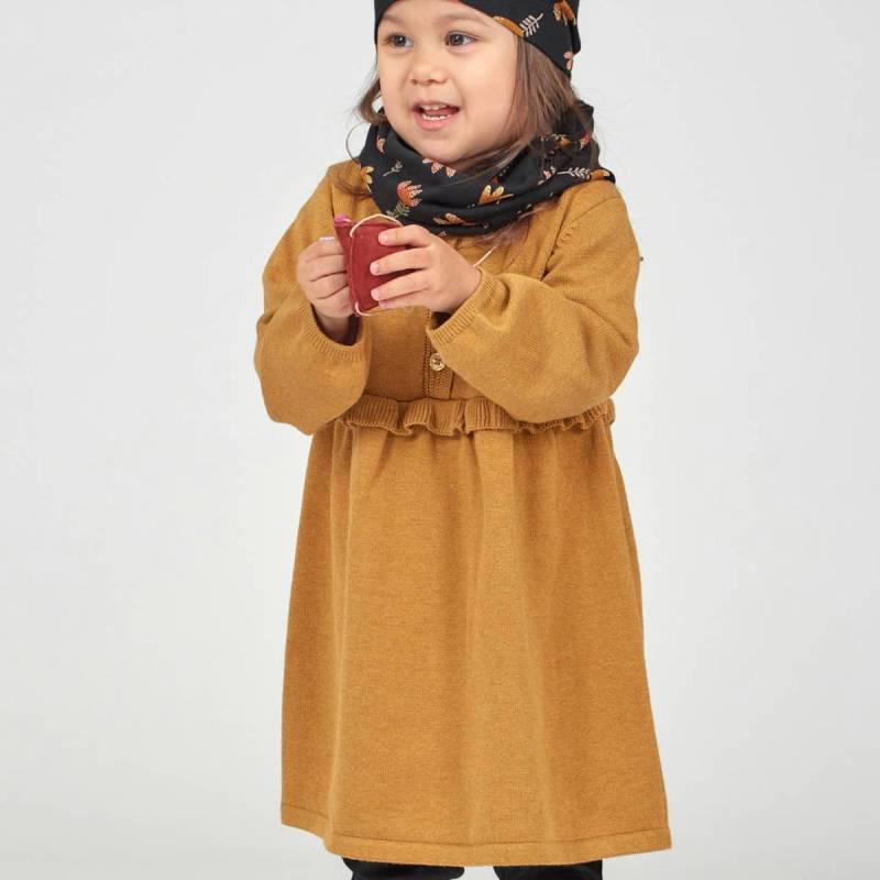 Strickkleid langarm camel-braun 128