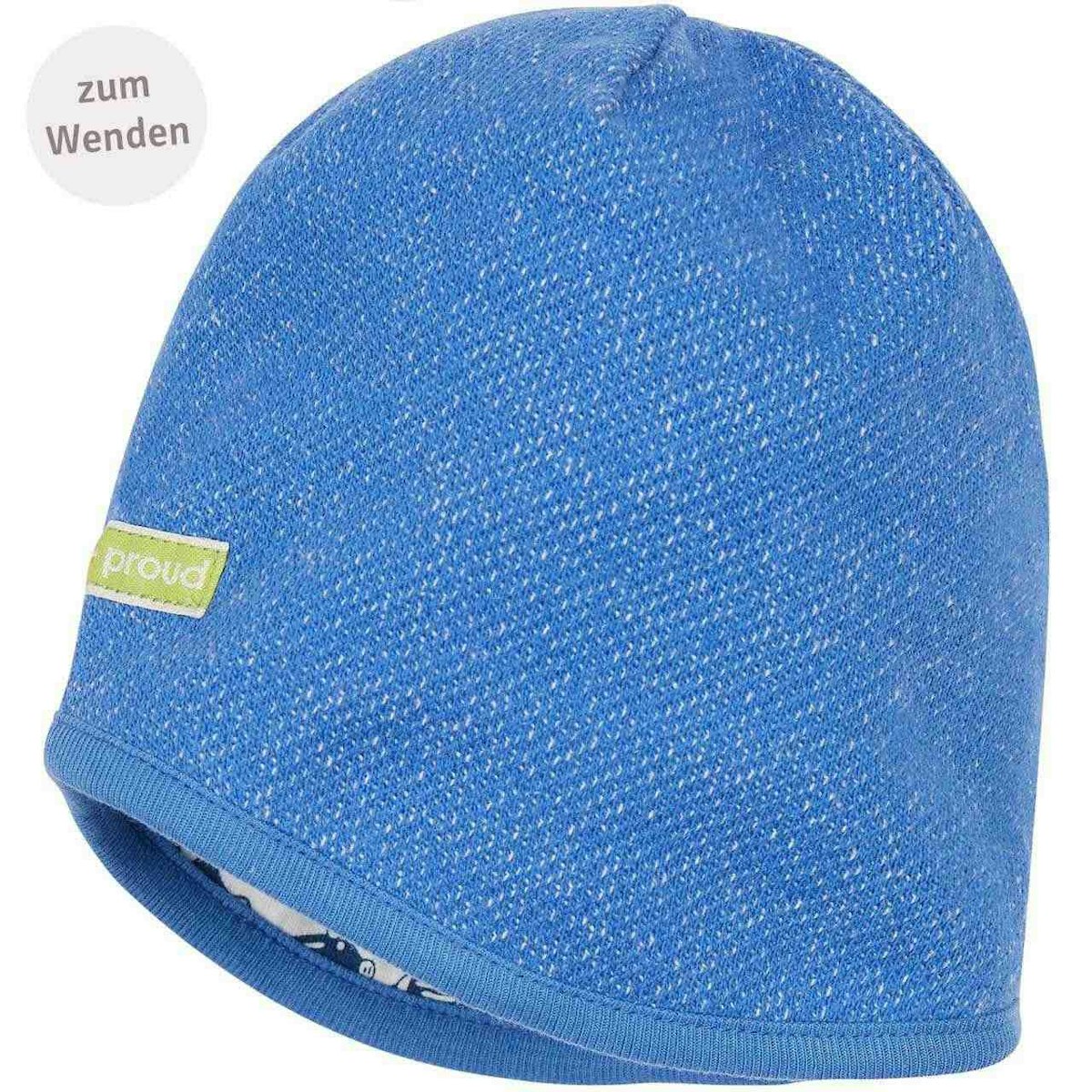 Strickmütze zum Wenden in blau melange 62