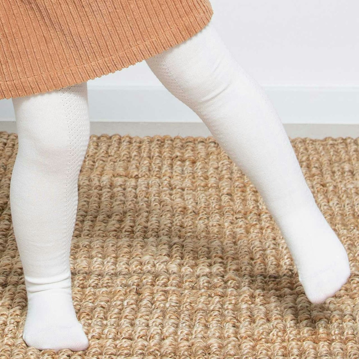 Strumpfhose Strickmuster weiß 80