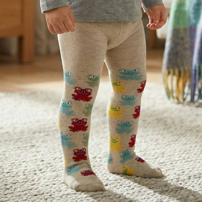 Strumpfhose beige Frösche 80