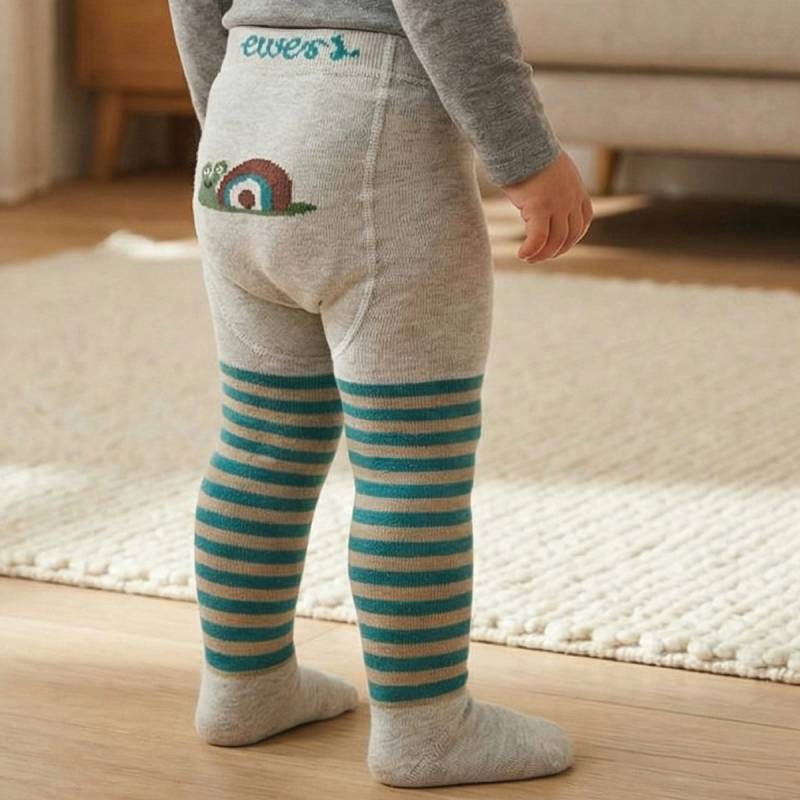 Strumpfhose beige blau geringelt Schnecke 62