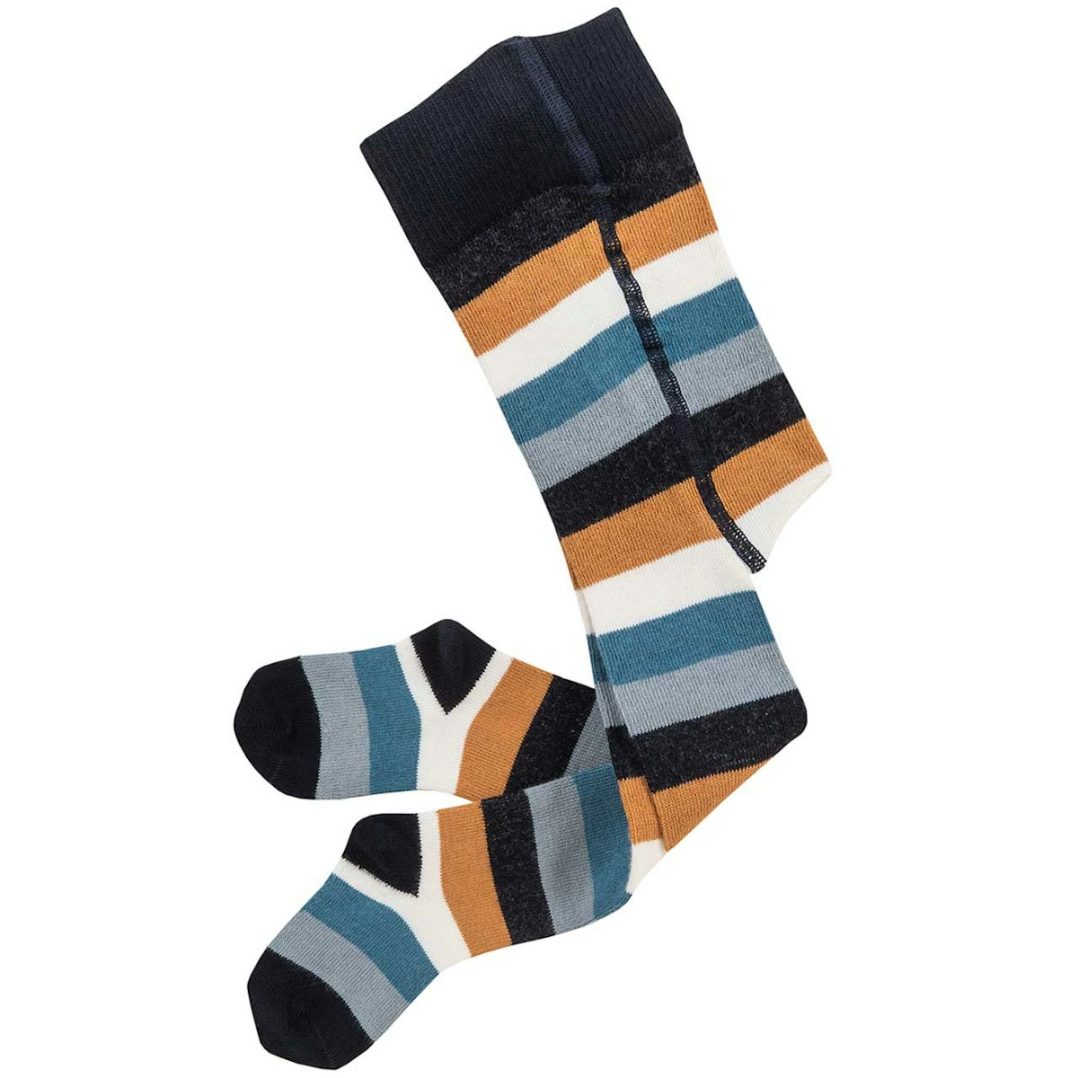 Strumpfhose geringelt navy-zimtbraun 68/74