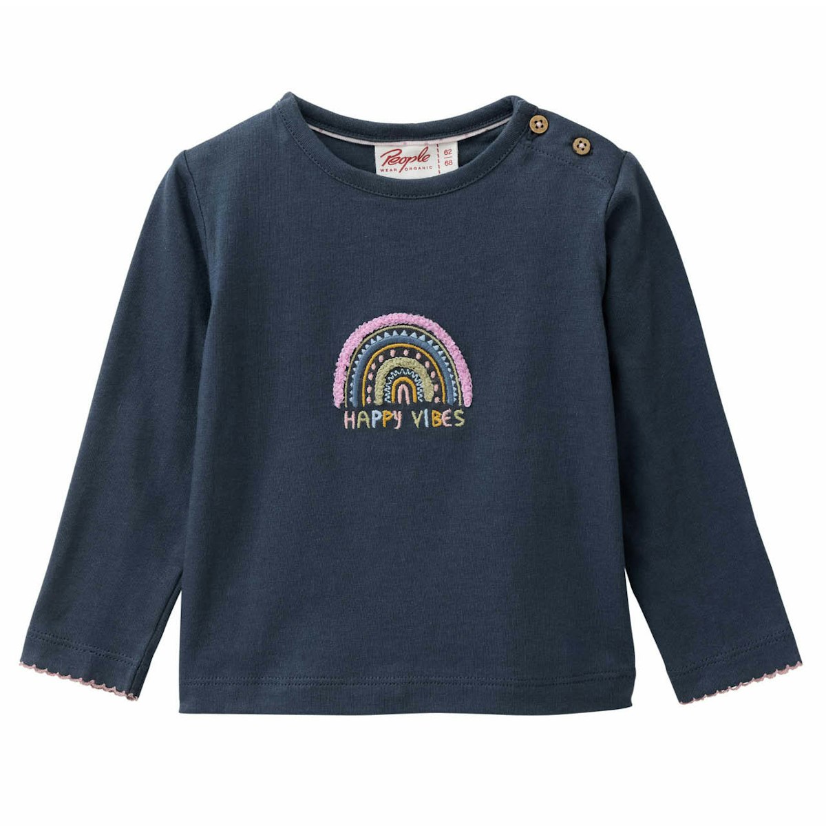 Süßes Langarmshirt Regenbogen indigoblau 62/68