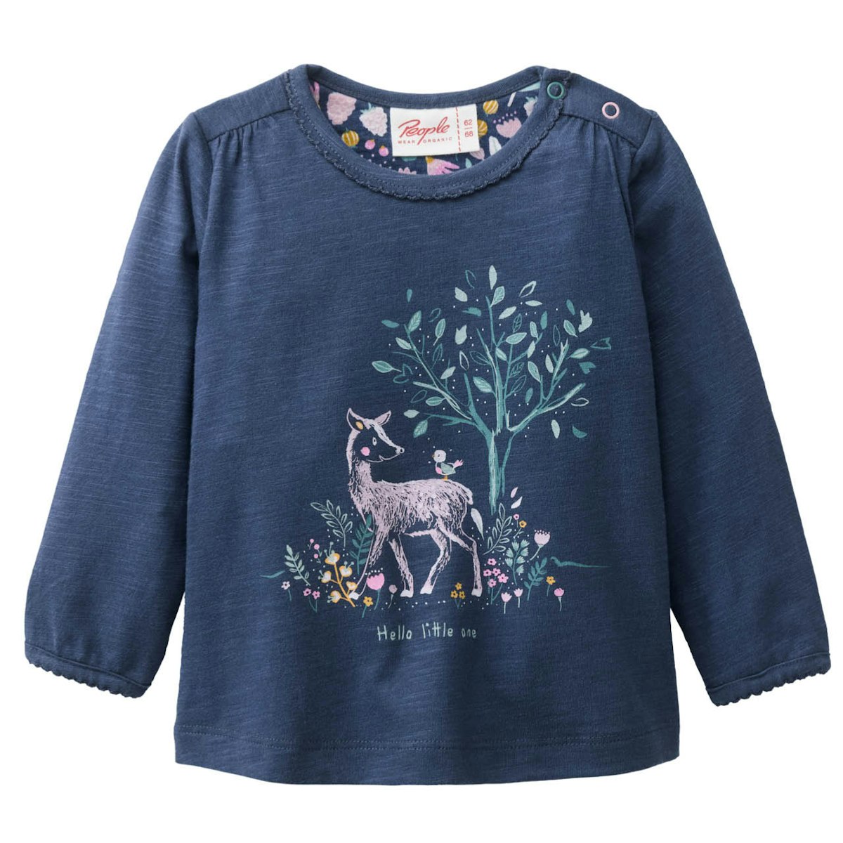 Süßes Langarmshirt Reh indigoblau 86/92