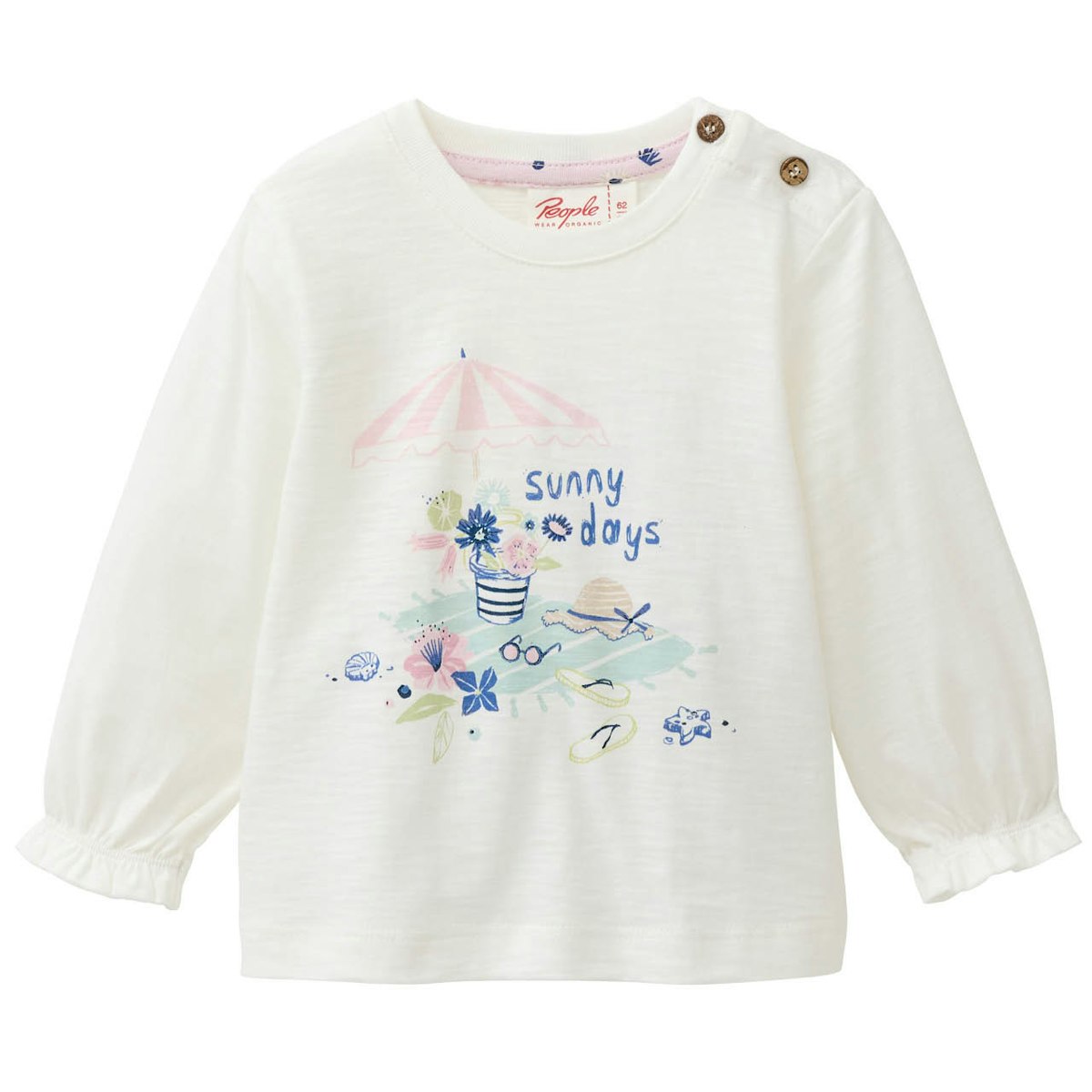 Süßes Langarmshirt Strandtag weiß 98/104