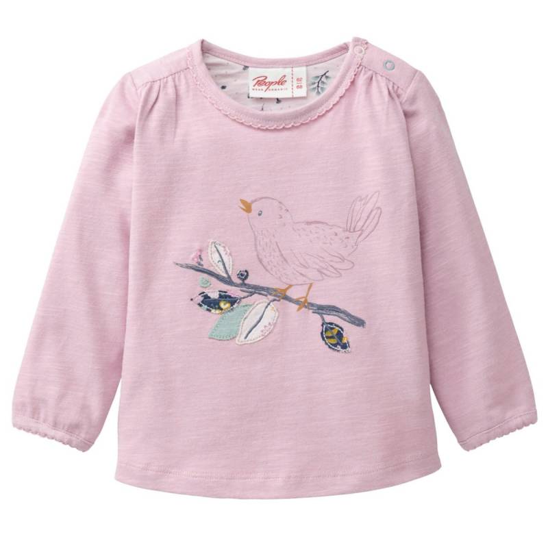 Süßes Langarmshirt Vogel rosa 86/92