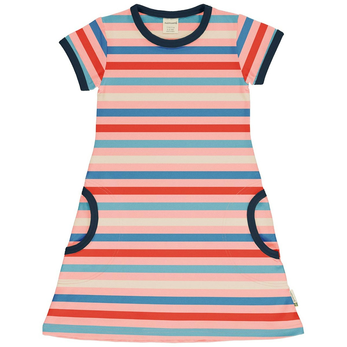 Süßes rosa Ringel Kleid kurzarm 74/80
