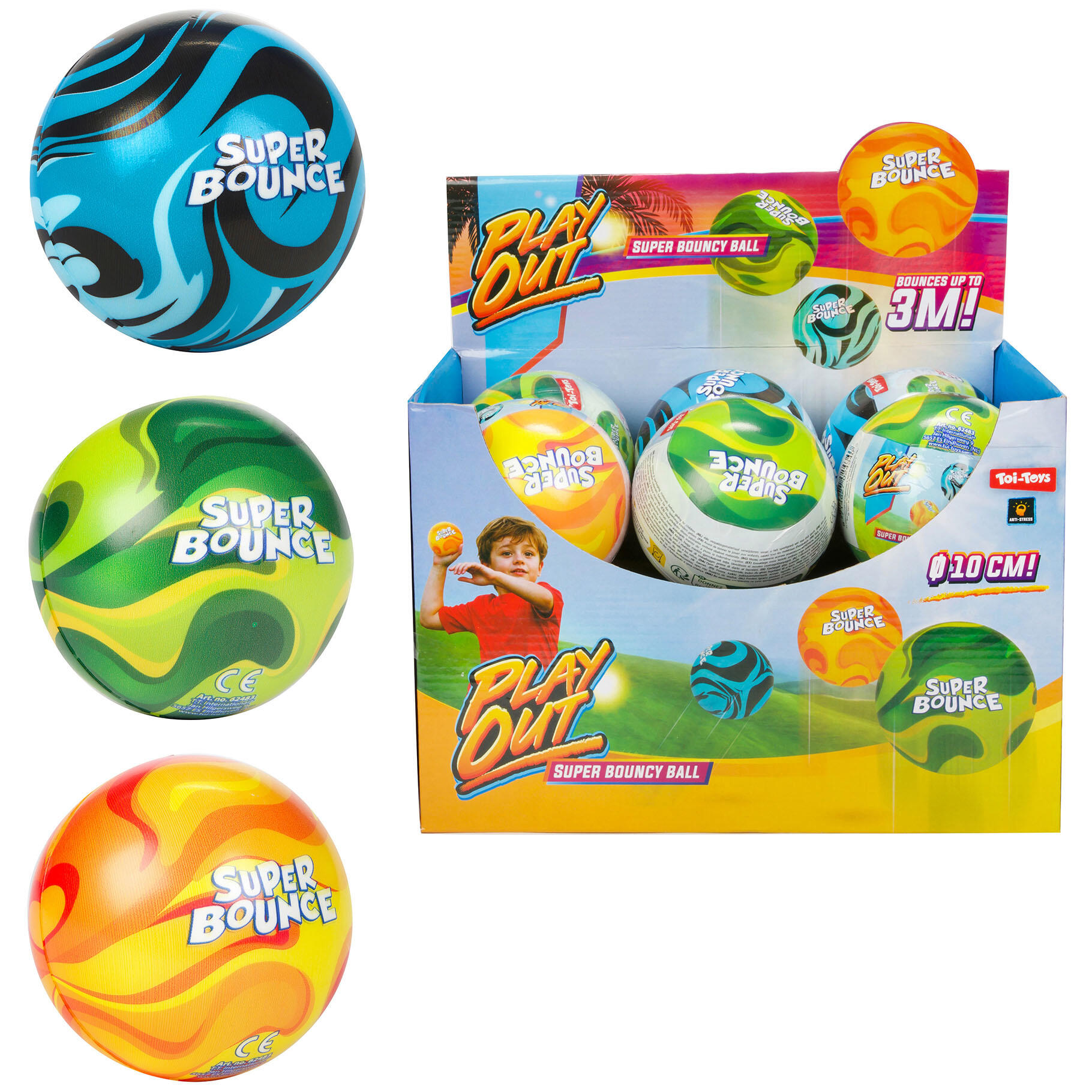 Sunflex - Ball Flummi Mega Bounce 10 cm, 3fach sort.