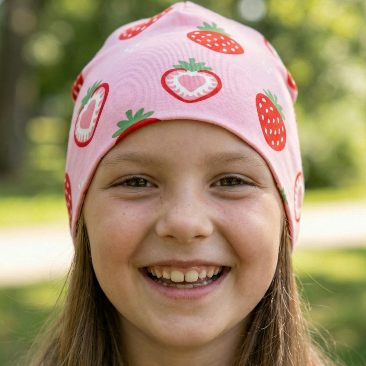 Sweat Beanie Erdbeeren rosa 52/54