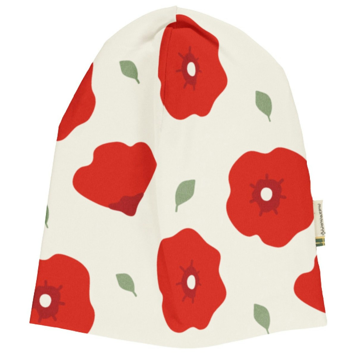 Sweat Beanie Mohnblumen weiß 48/50