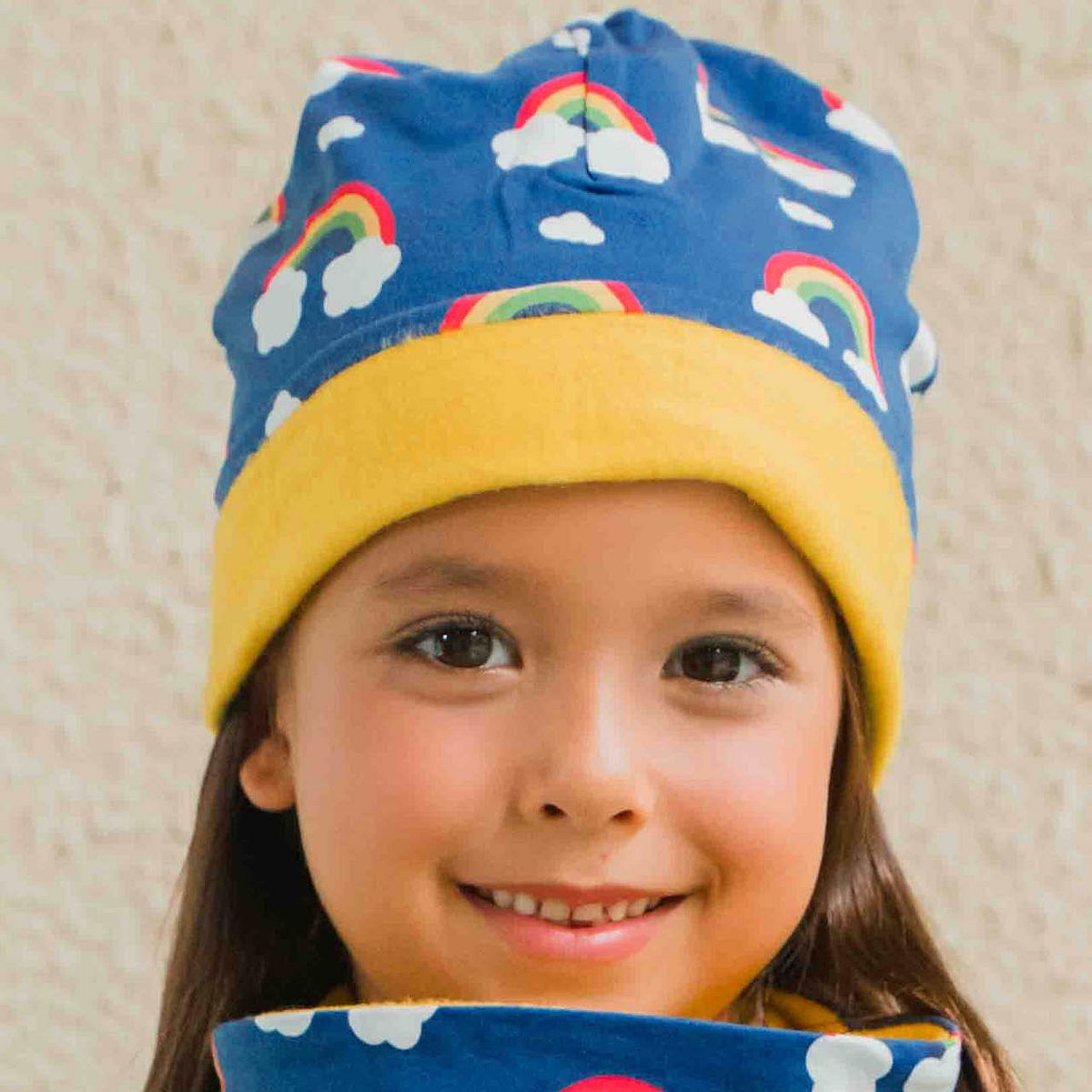 Sweat Beanie Regenbogen blau 52/54