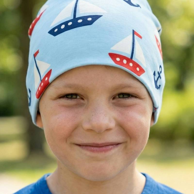 Sweat Beanie Segelboot hellblau 48/50 Sweat Beanie Segelboot hellblau 48/50