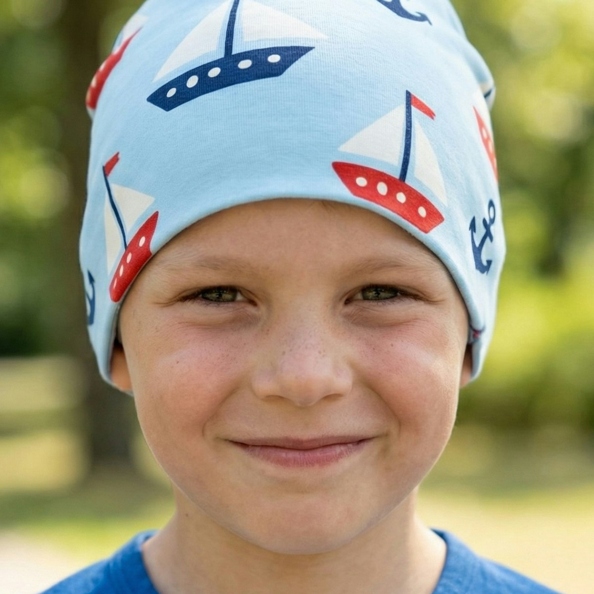 Sweat Beanie Segelboot hellblau 52/54