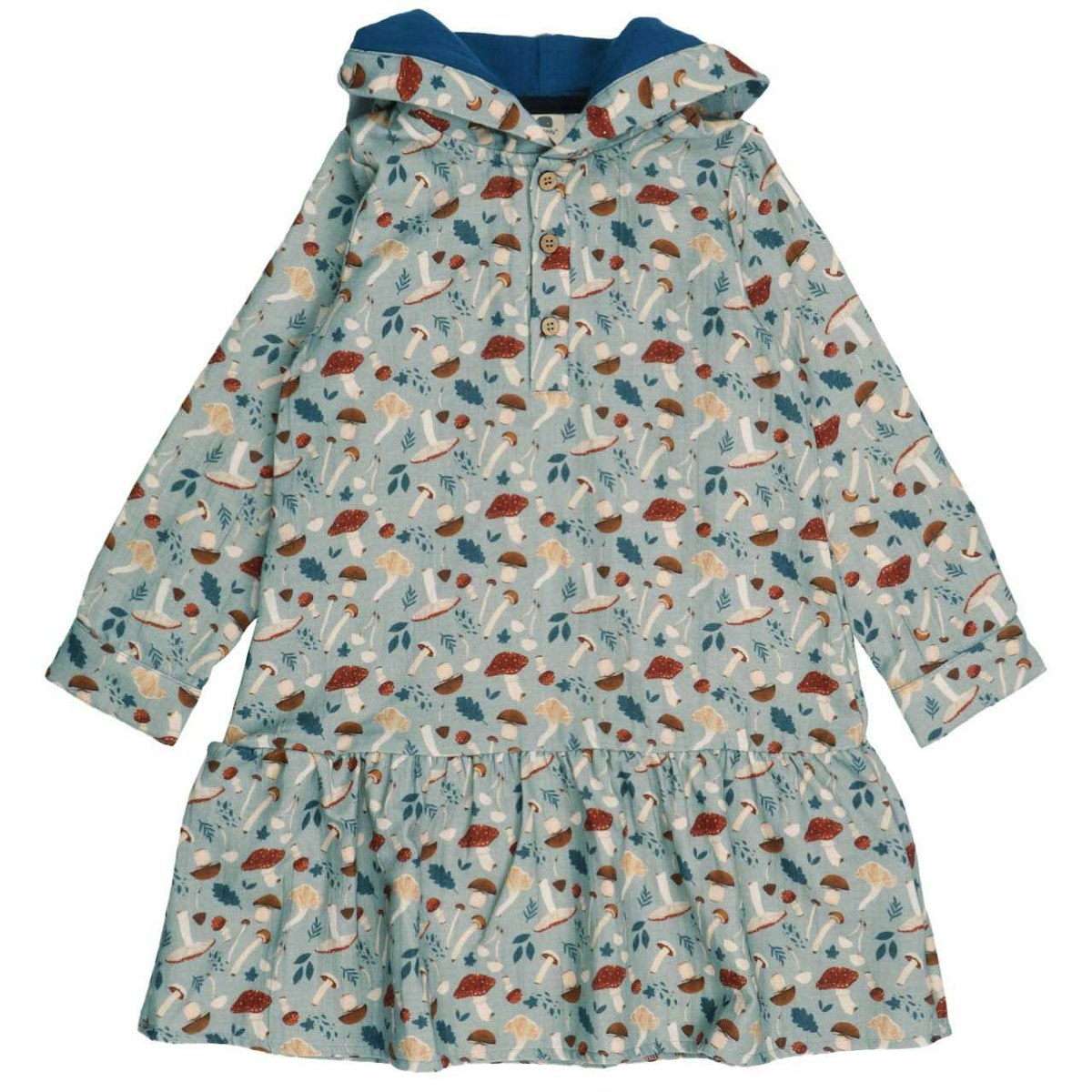 Sweat- Kapuzenkleid langarm Pilze 128