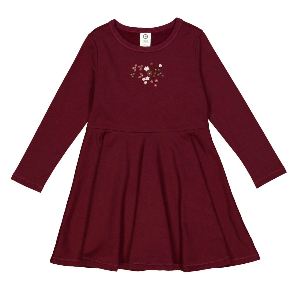 Sweat Kleid langarm weinrot 98