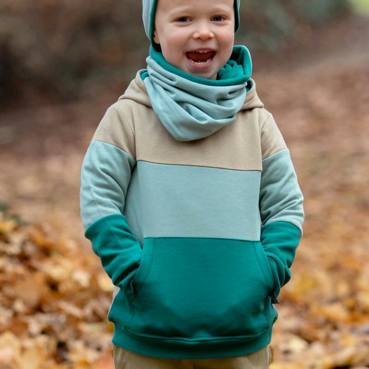 Sweat Pullover Colour-Blocking Grüntöne 98