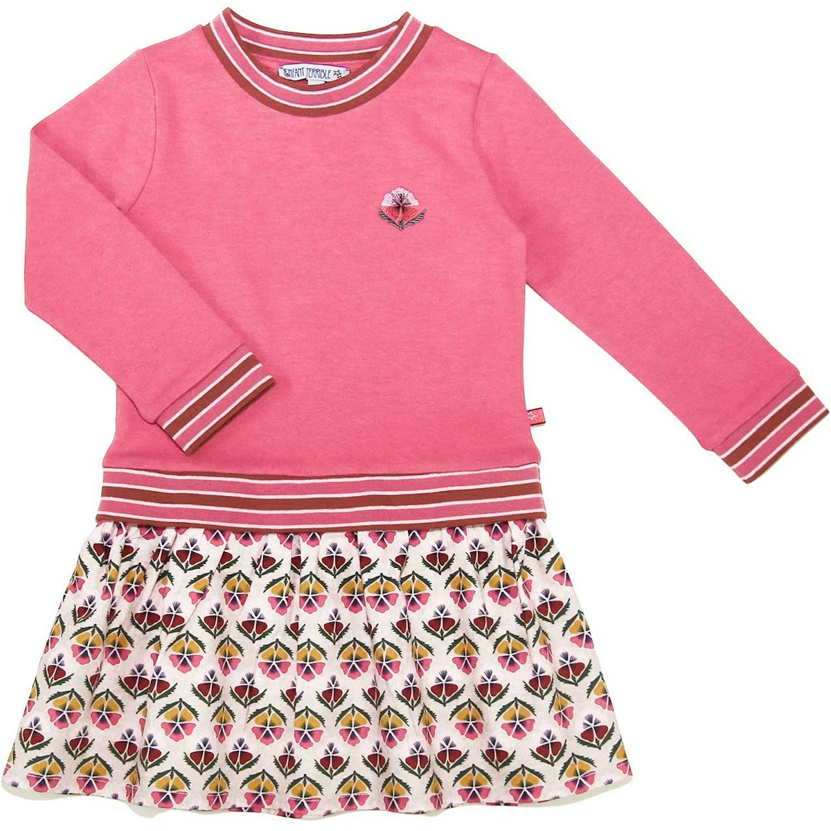 Sweatkleid mit Flanellpatch pink-rosa 86/92