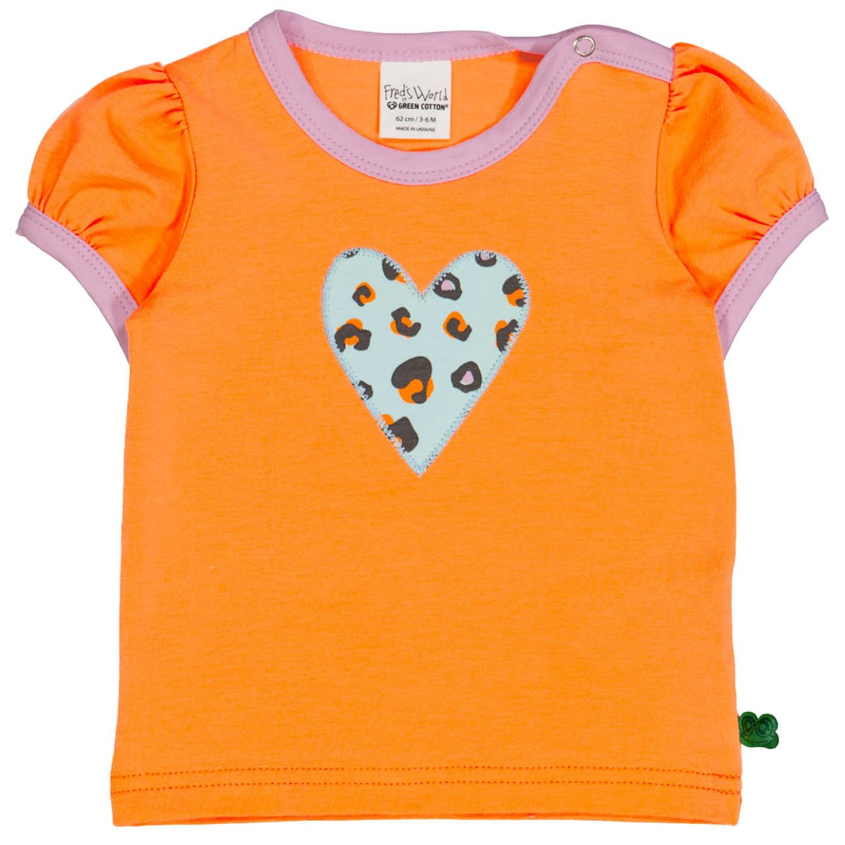 T-Shirt Puffärmel Herz orange 92