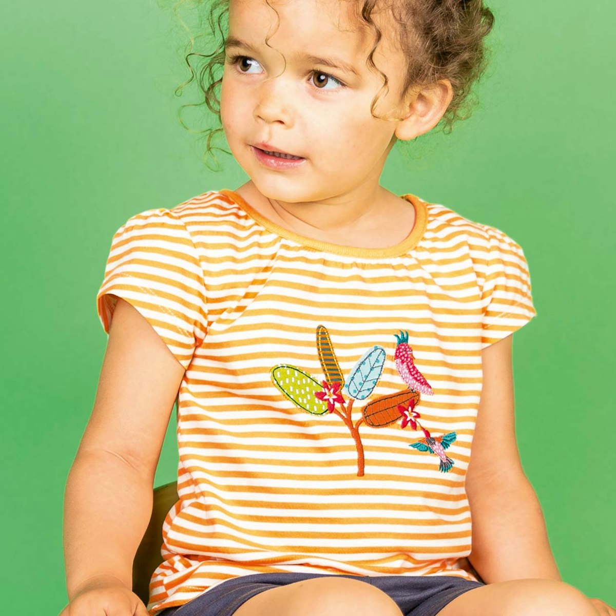 T-Shirt Vogel Aufnäher in gelb 62/68