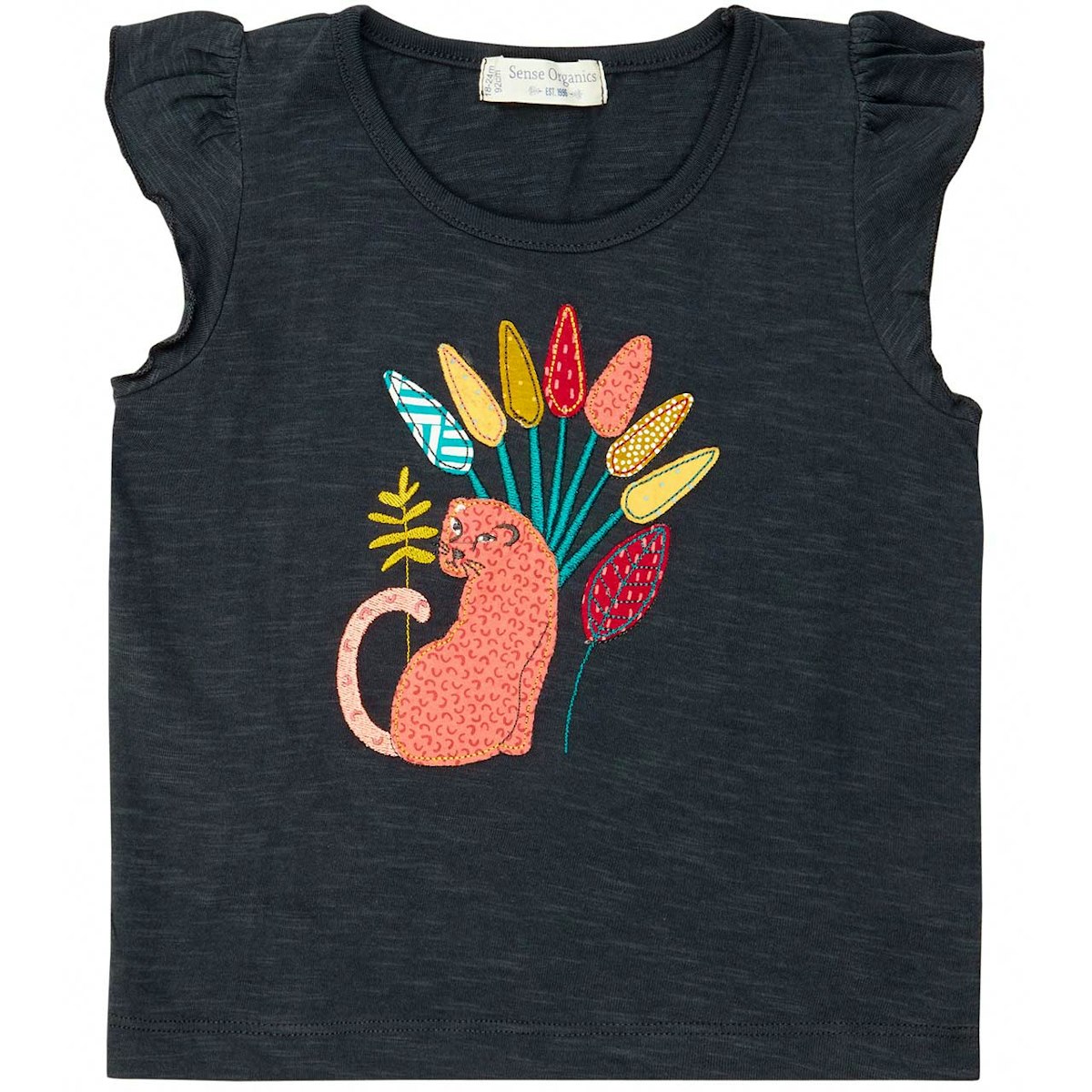 T-Shirt mit Leoparden & Schmetterlingsärmel 50/56
