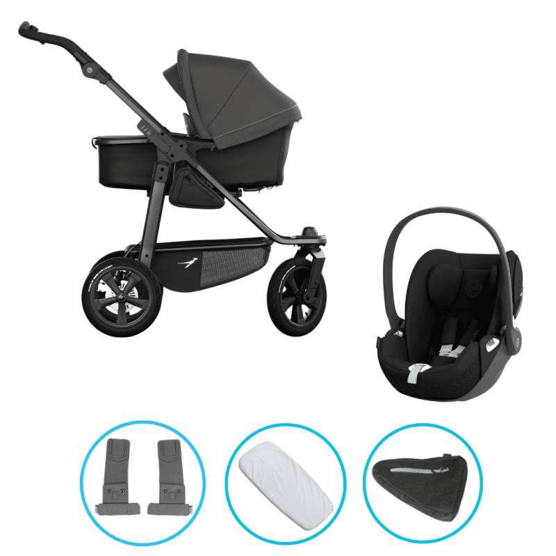 TFK Mono 3 3in1 Kinderwagen Set Anthrazit mit Cybex Cloud T i-Size Sepia Black & TFK Mono Adapter