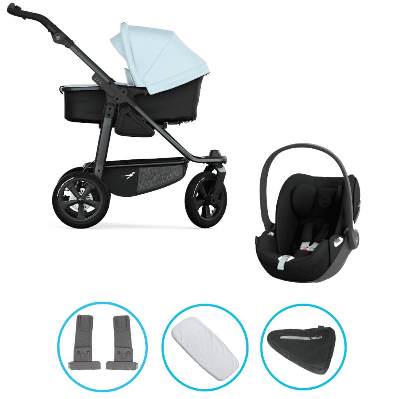 TFK Mono 3 3in1 Kinderwagen Set Blau mit Cybex Cloud T i-Size Sepia Black & TFK Mono Adapter TFK Mono 3 3in1 Kinderwagen Set Blau mit Cybex Cloud T i-Size Sepia Black & TFK Mono Adapter