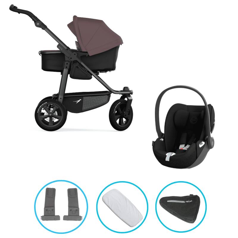 TFK Mono 3 3in1 Kinderwagen Set Braun mit Cybex Cloud T i-Size Sepia Black & TFK Mono Adapter