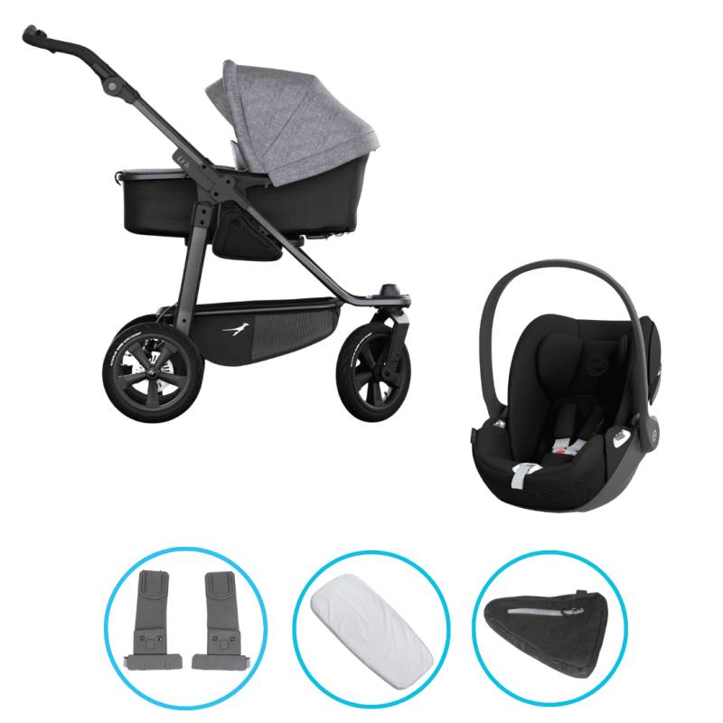 TFK Mono 3 3in1 Kinderwagen Set Premium Grau mit Cybex Cloud T i-Size Sepia Black & TFK Mono Adapter TFK Mono 3 3in1 Kinderwagen Set Premium Grau mit Cybex Cloud T i-Size Sepia Black & TFK Mono Adapter