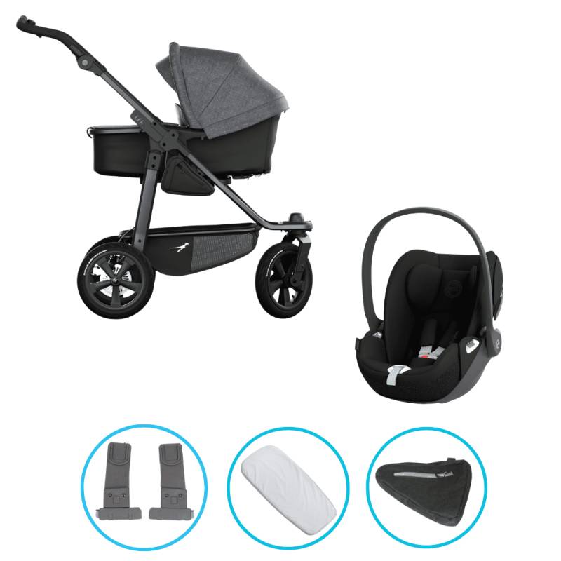 TFK Mono 3 3in1 Kinderwagen Set Premium Schwarz mit Cybex Cloud T i-Size Sepia Black & TFK Mono Adapter TFK Mono 3 3in1 Kinderwagen Set Premium Schwarz mit Cybex Cloud T i-Size Sepia Black & TFK Mono Adapter
