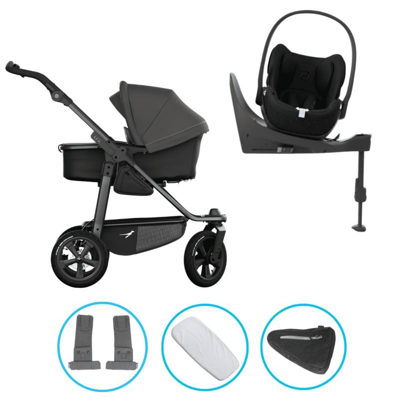 TFK Mono 3 4in1 Kinderwagen Set Anthrazit mit CYBEX Cloud T i-Size Sepia Black, CYBEX Base T & TFK Mono Adapter TFK Mono 3 4in1 Kinderwagen Set Anthrazit mit CYBEX Cloud T i-Size Sepia Black, CYBEX Base T & TFK Mono Adapter